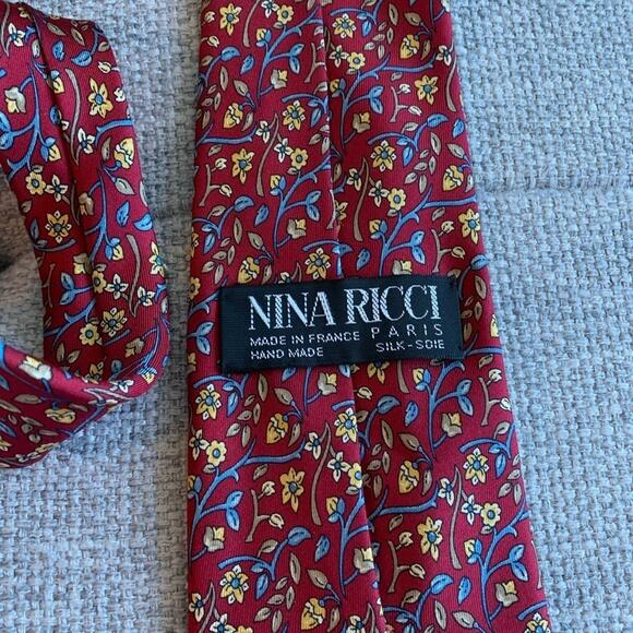 Nina Ricci Floral Silk Tie Made in France - Picture 3 of 6